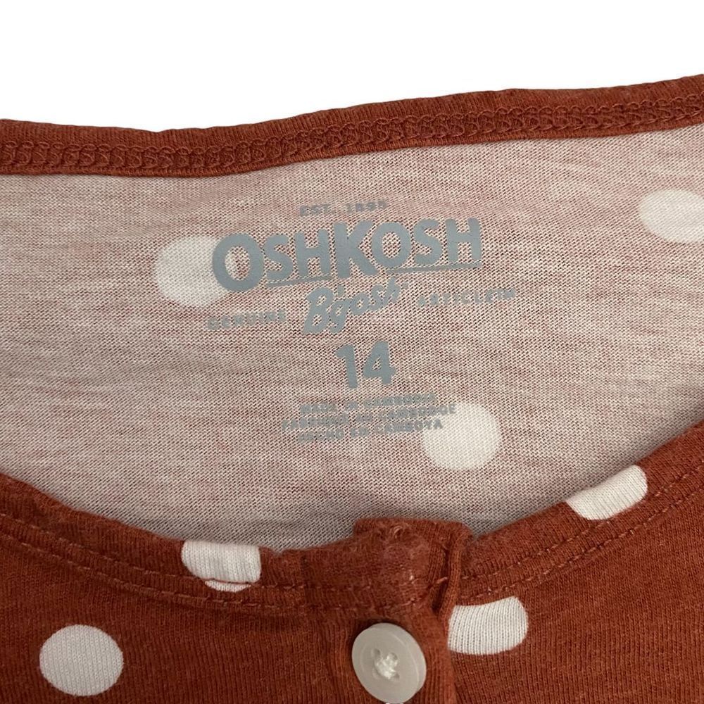 OSHKOSH Girls Polka Dots Cotton Top - Size 14 - LIKE NEW - Picture 4 of 4